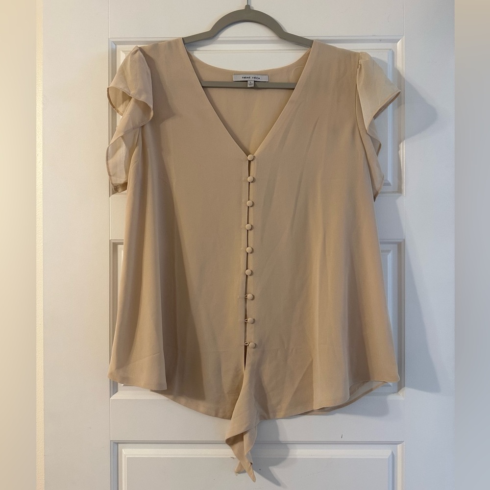 Naked Zebra Cream Button-Front Blouse